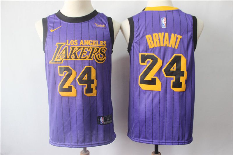 Men Los Angeles Lakers 24 Bryant Purple Stripe Nike Game NBA Jerseys